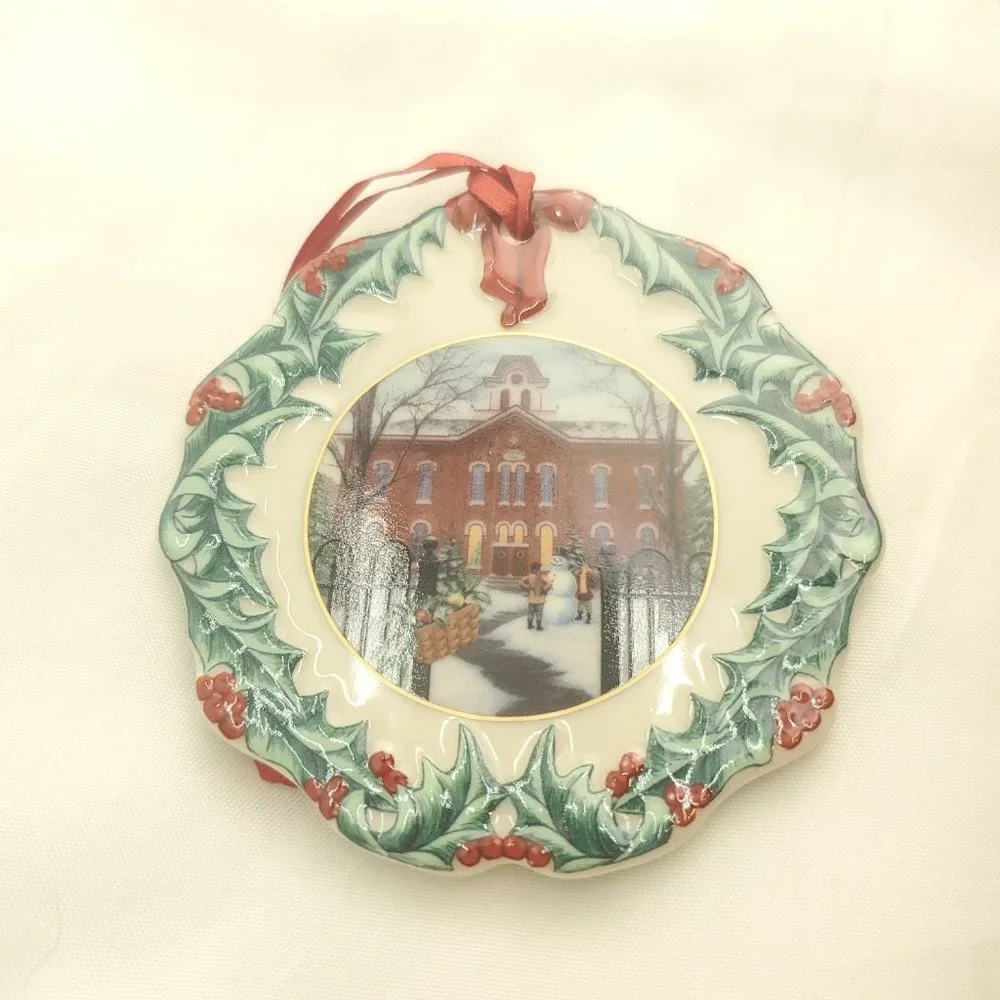 Longaberger Cream Collectors Club Hometown 1996 Christmas University Ornament
